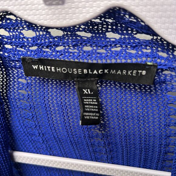 White House Black Market Blue Open-Front Waterfall Cardigan XL - Picture 2 of 6